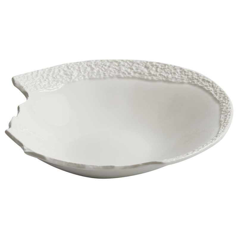 White Aesthetic Dish Presentation Plate | Artistic Ceramic Serveware