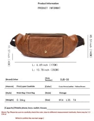 Retro Casual Vegetable Tanned Full-grain Leather Cowhide Chest Bag | Home & Kitchen — view 20