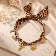Leopard-print Silk Scarf With A Cow-head Heart-shaped Pendant — view 2