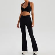 Halter Yoga Sports Bra & Flared Leggings Set | Women's Fitness Outfit — view 4