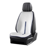 Black ice silk car seat cooling pad installed in car, non-slip base