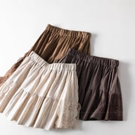 Japanese Linen Lace-Up Skirt | Mori Girl Aesthetic Tiered Design — view 5