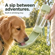 3-in-1 Dog Water Bottle with Mist Sprayer & Food Storage | Pet Travel Dispenser — view 1