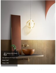 LED Bedside Mini Pendant Lamp | Ring-Shaped Aluminum Bedroom Light — view 7
