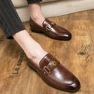 Men's Metal-Buckle Slip-On Loafers | European Style Dress Shoes — view 5