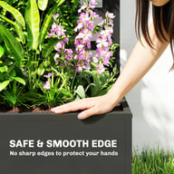 Smooth welded edge detail on black galvanized raised garden planter box