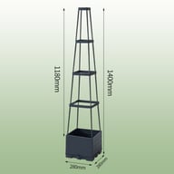 Climbing plant planter box dimensions showing 1400mm maximum height configuration