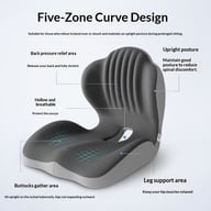 Ergonomic seat cushion with five-zone curve design for posture correction