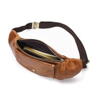 Retro Casual Vegetable Tanned Full-grain Leather Cowhide Chest Bag | Home & Kitchen — view 2