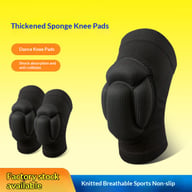 Black thickened sponge knee pads for volleyball and roller skating protection