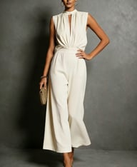 Elegant Sleeveless Two-Piece Set for Women | Wide-Leg Cropped Pants — view 8