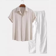 Casual Loose-fit Beach Set | Four-way Stretch Short-sleeve Shirt & Shorts — view 9