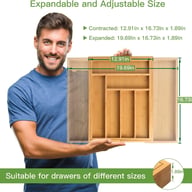 Extendable Bamboo Drawer Organizer | Natural Kitchen Storage — view 5