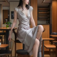 Slim-Fit French-Style Ice-Silk Long Nightgown | Lace Trim — view 8