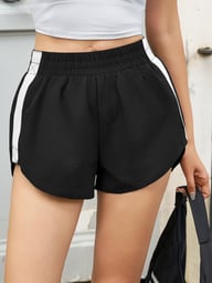 Women's High Waisted Striped Dolphin Shorts | Athletic Running Wear — view 12