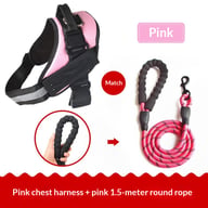 Pink vest harness and round rope leash with padded foam handle and metal swivel clip