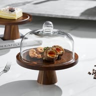 Retro Lovewood Tray with Glass Dome | Wooden Fruit Plate Organizer — view 15