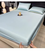 Summer Solid-Color Ice Silk Fitted Sheet | Cooling Bedding Canada — view 11