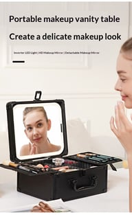 Large-capacity Cosmetic Case With Magnetic Lighting And Mirror Storage — view 17