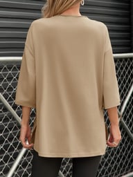 Fisoew Women's Oversized T-Shirt with Side Slits | Loose Fit Gym Tee — view 20