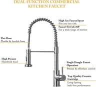 Modern Monobloc Pull Out Kitchen Mixer Tap Dual Spout Spray Single Lever 360 — view 7