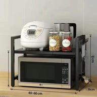 Black Extendable Kitchen Storage Rack with 6 Hooks | Home & Kitchen — view 3