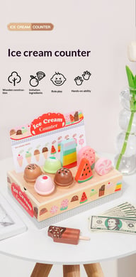 Wooden Ice Cream Model Playset Toy | Role-Play Store & Truck — view 13