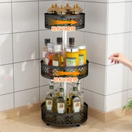 Rotating Spice Rack Carbon Steel Floor-Standing Kitchen Shelf — view 5