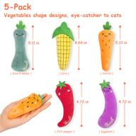 Catnip Cat Toys 5-Pack | Plush Vegetable Kicker Toys for Indoor Cats — view 2