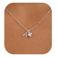 Personalized Initial Heart Pendant Necklace | Stainless Steel Minimalist — view 16