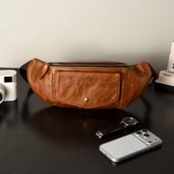 Retro Casual Vegetable Tanned Full-grain Leather Cowhide Chest Bag | Home & Kitchen — view 11