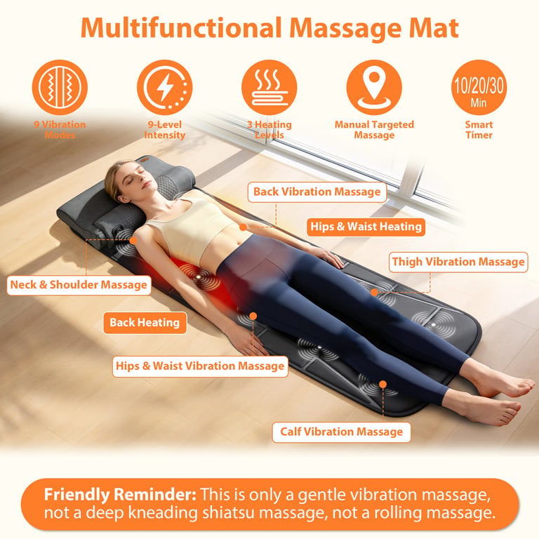 Woman carrying portable massage mat in storage bag, demonstrating travel convenience