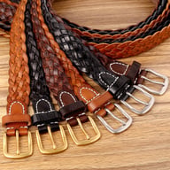 Vintage Woven Vegetable-Tanned Leather Belt — view 18