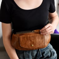 Retro Casual Vegetable Tanned Full-grain Leather Cowhide Chest Bag | Home & Kitchen — view 18