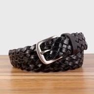 Vintage Woven Vegetable-Tanned Leather Belt — view 2