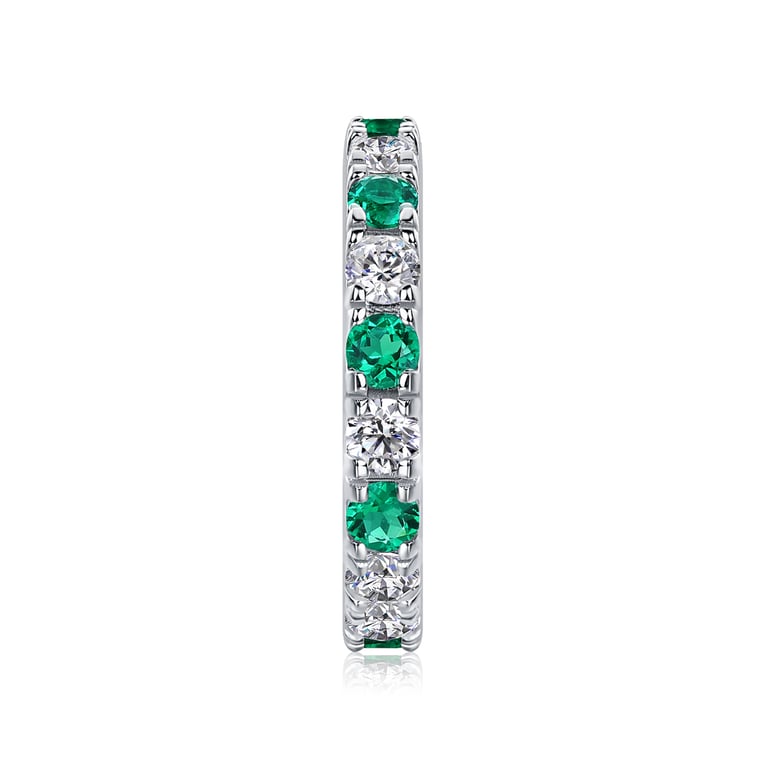 Detailed close-up of S925 silver eternity ring gemstone settings