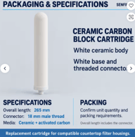 265mm Ceramic Composite Faucet Filter Element | Replacement Cartridge — view 6