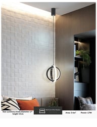 LED Bedside Mini Pendant Lamp | Ring-Shaped Aluminum Bedroom Light — view 6