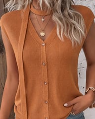 V-Neck Ribbed Ice-Silk Knit Cardigan for Women | Lightweight Breathable — view 19