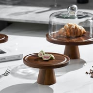 Retro Lovewood Tray with Glass Dome | Wooden Fruit Plate Organizer — view 8