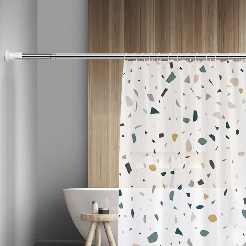 Heavy Duty Telescopic Shower Curtain Pole | No-Drill Spring Tension Rod