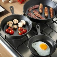 3-Piece Cast Iron Skillet Set | Pre-Seasoned Non-Stick Frying Pans — view 16