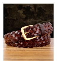 Vintage Woven Vegetable-Tanned Leather Belt — view 13