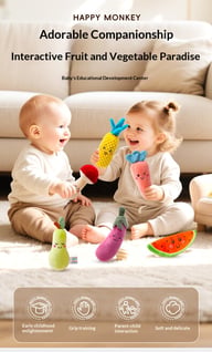 Cartoon Vegetable Fruit Baby Rattle Set | Soft Plush Grasping Toys — view 9