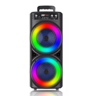 Front view of portable Bluetooth speaker subwoofer with LED light display