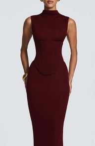 Women's Solid-Color Turtleneck Sleeveless Waist-Cinching Maxi Dress | Home & Kitchen — view 7