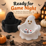 Cute Ghost Dice Holder Bowl, 3D Printed Tabletop Dice Storage Tray, Halloween Ghost Decor For RPG Board Game Fans — view 4
