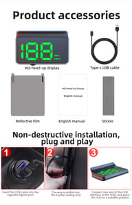 W2 Universal HUD Head-Up Display Car GPS Speedometer | Safe Driving — view 16