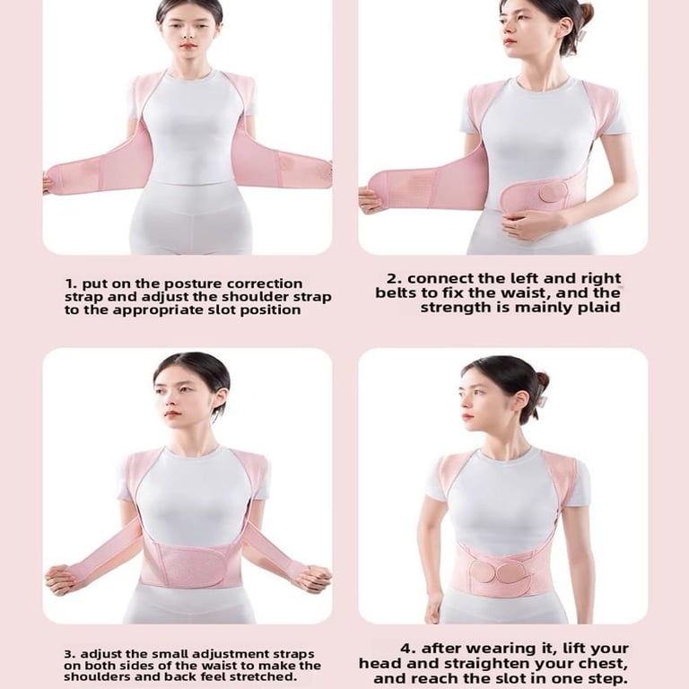 Before-and-after posture comparison, woman standing upright with corrected posture, confident stance