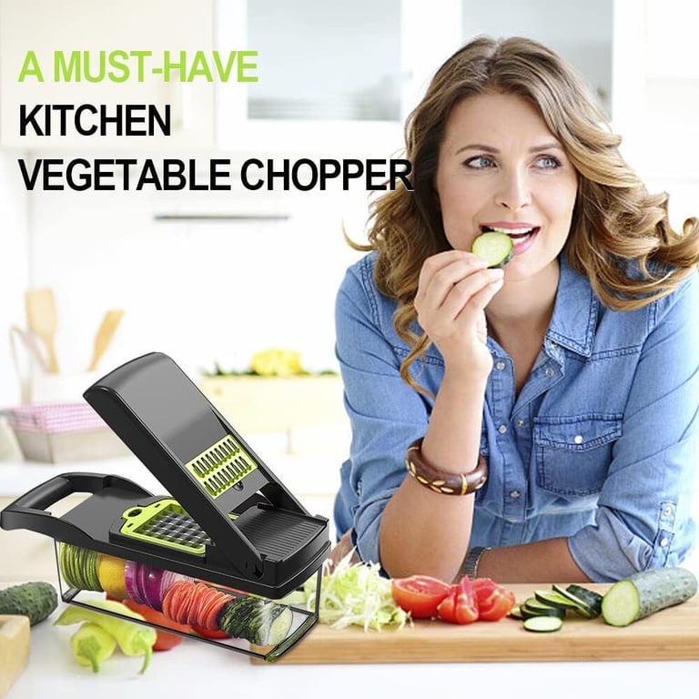 Close-up of stainless steel blade inserts and secure locking mechanism on food chopper